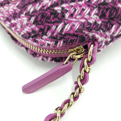 Chanel Quilted Chain Shoulder Bag Tweed Purple — view 6