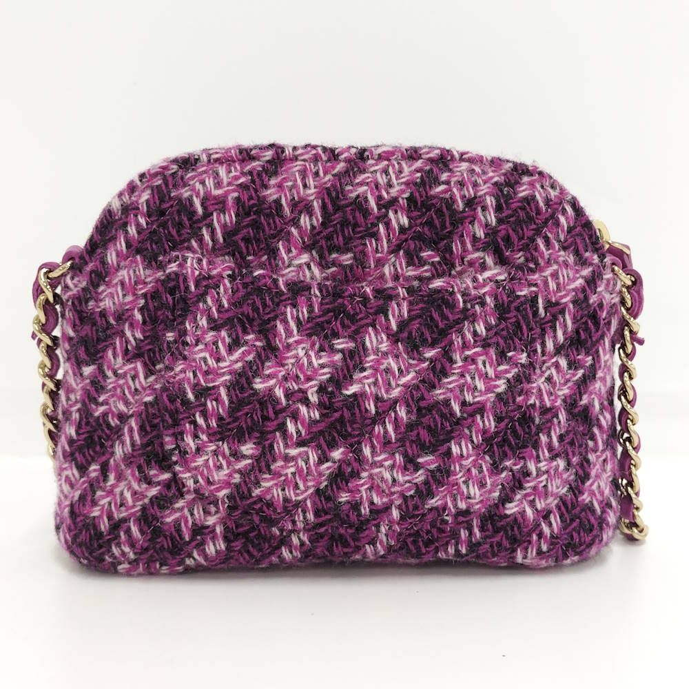 Chanel Quilted Chain Shoulder Bag Tweed Purple — view 2