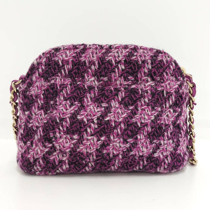 Chanel Quilted Chain Shoulder Bag Tweed Purple — view 2