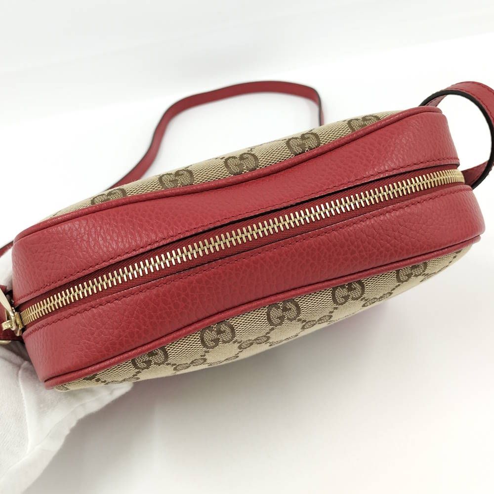 Gucci Shoulder Bag GG Canvas Red Brown — view 7