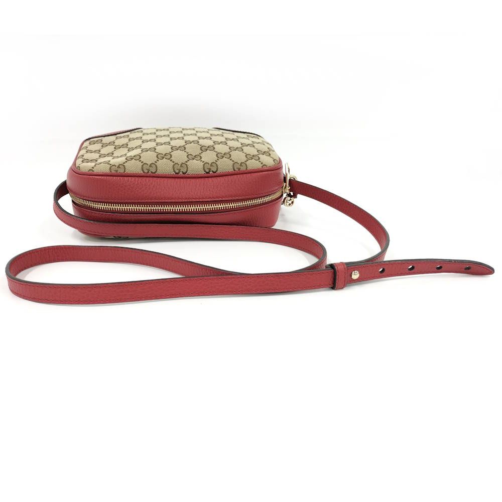 Gucci Shoulder Bag GG Canvas Red Brown — view 4