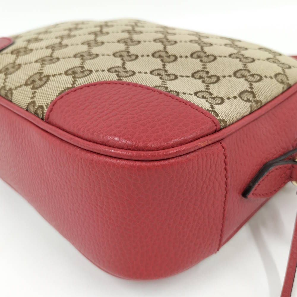 Gucci Shoulder Bag GG Canvas Red Brown — view 3
