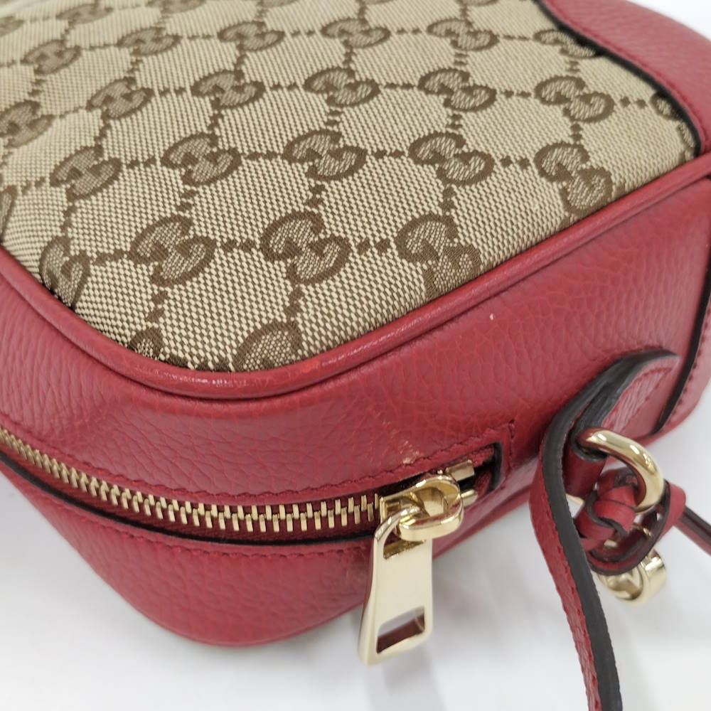 Gucci Shoulder Bag GG Canvas Red Brown — view 5