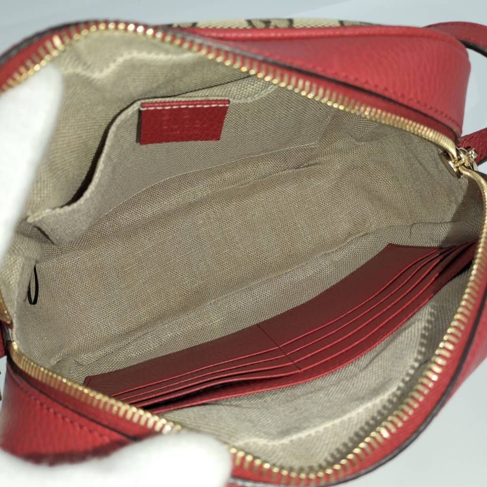 Gucci Shoulder Bag GG Canvas Red Brown — view 8