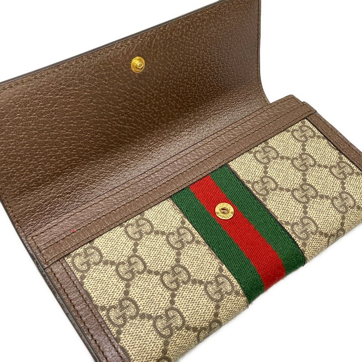 Gucci Wallet Ophidia Continental Dark Brown Red Green Sherry Line — view 3