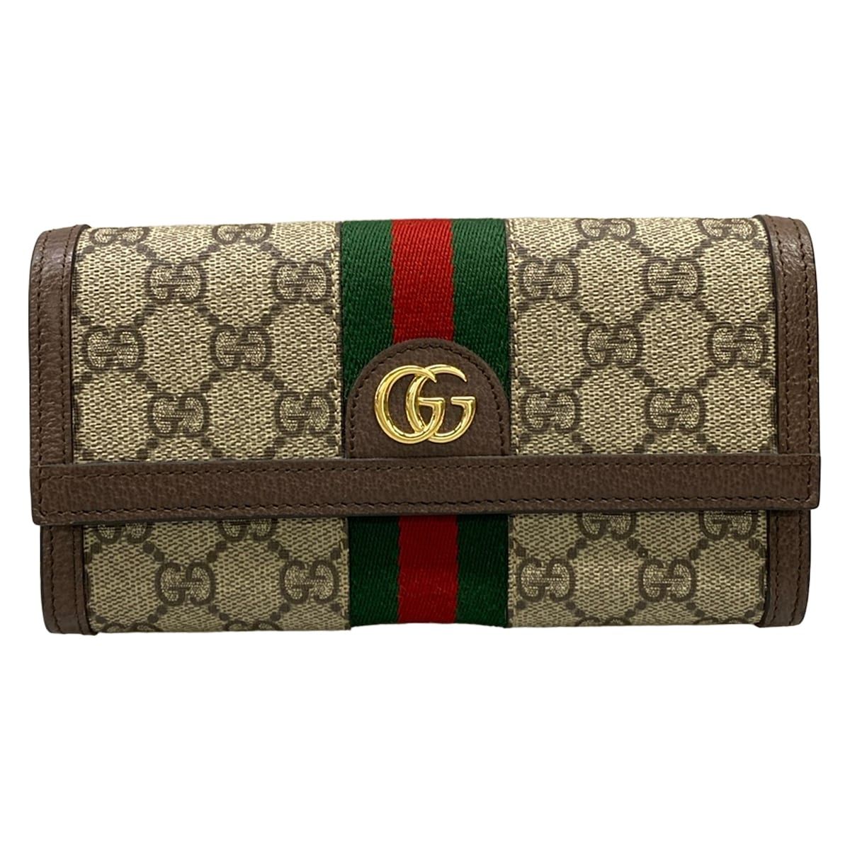 Gucci Wallet Ophidia Continental Dark Brown Red Green Sherry Line