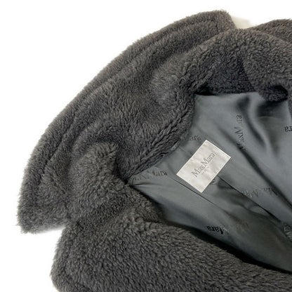 Max Mara Coat Teddy Bear Icon Dark Gray Long Sleeve Winter Wool Alpaca S — view 7