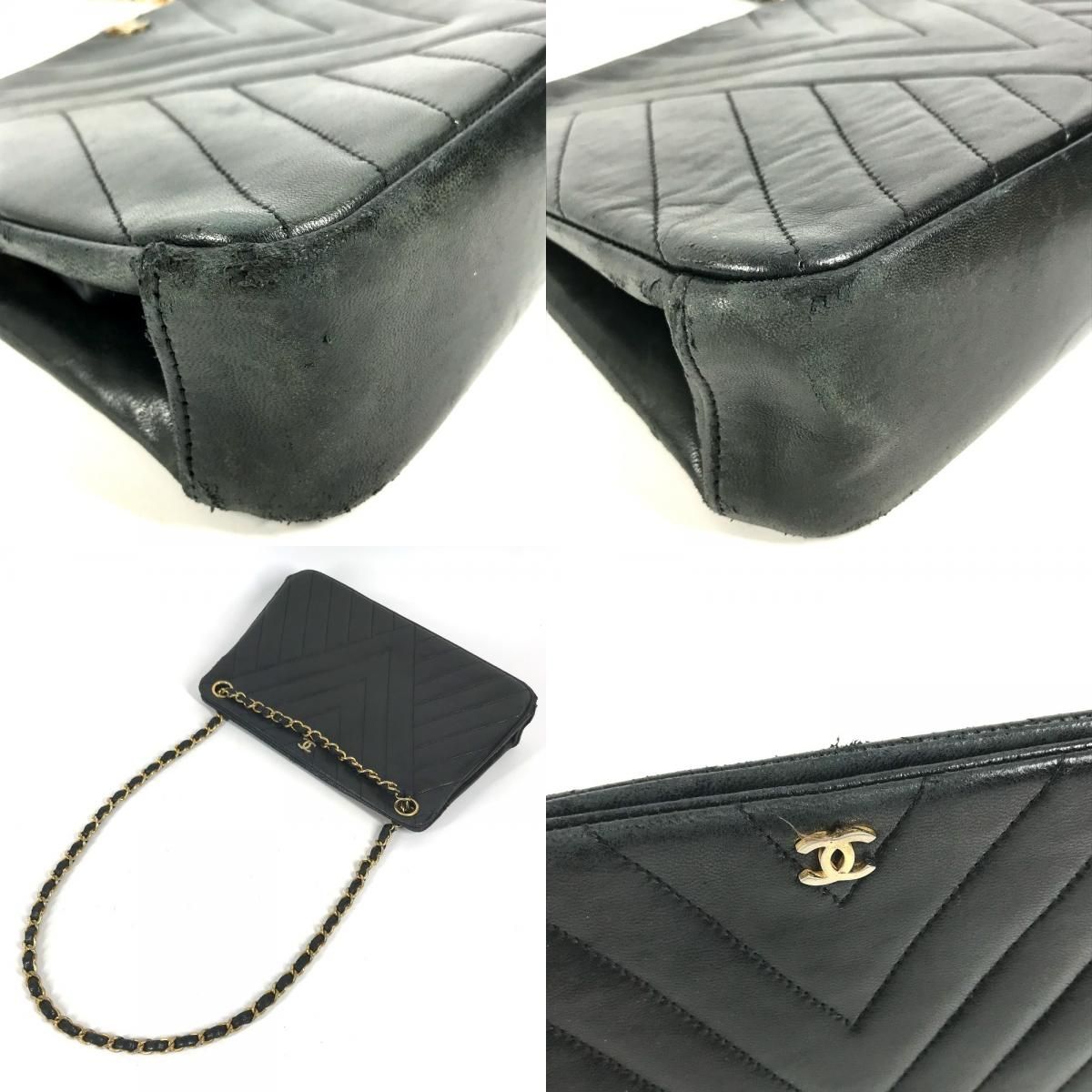 Chanel Shoulder Bag CC Logo Vintage Leather Black — view 7