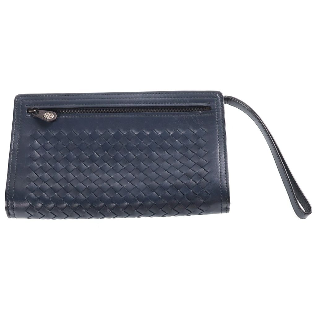 Bottega Veneta Intrecciato Clutch Leather Navy — view 2