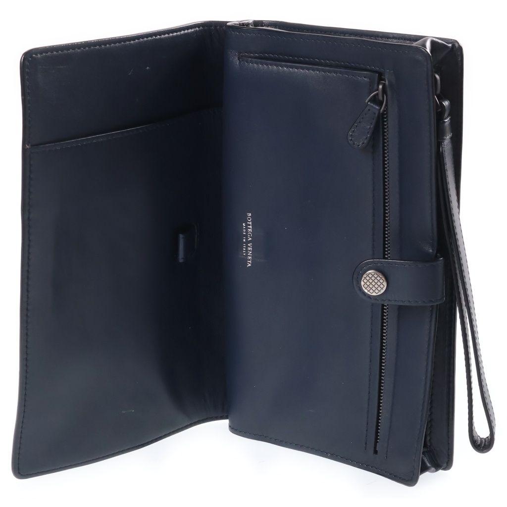 Bottega Veneta Intrecciato Clutch Leather Navy — view 6