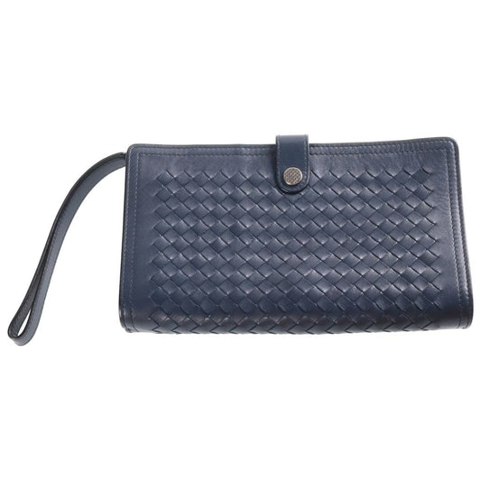Bottega Veneta Intrecciato Clutch Leather Navy