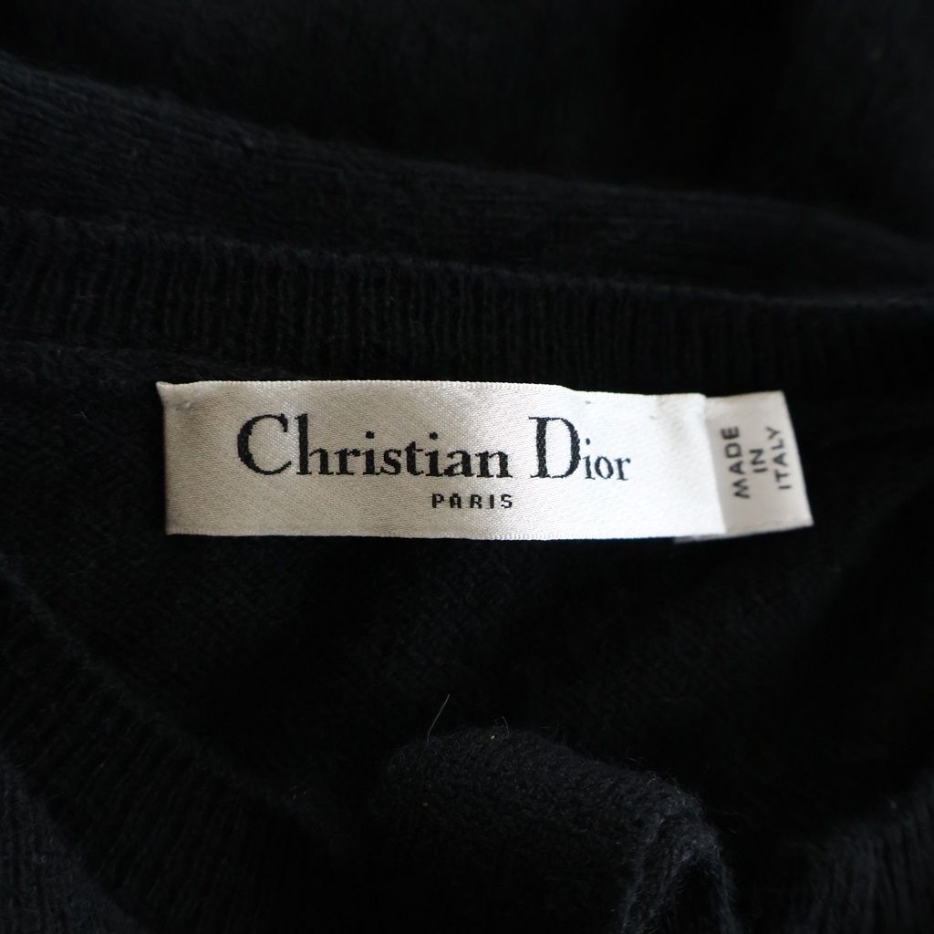 Dior CD Logo Pearl Button Cashmere Knit Sweater Black — view 7