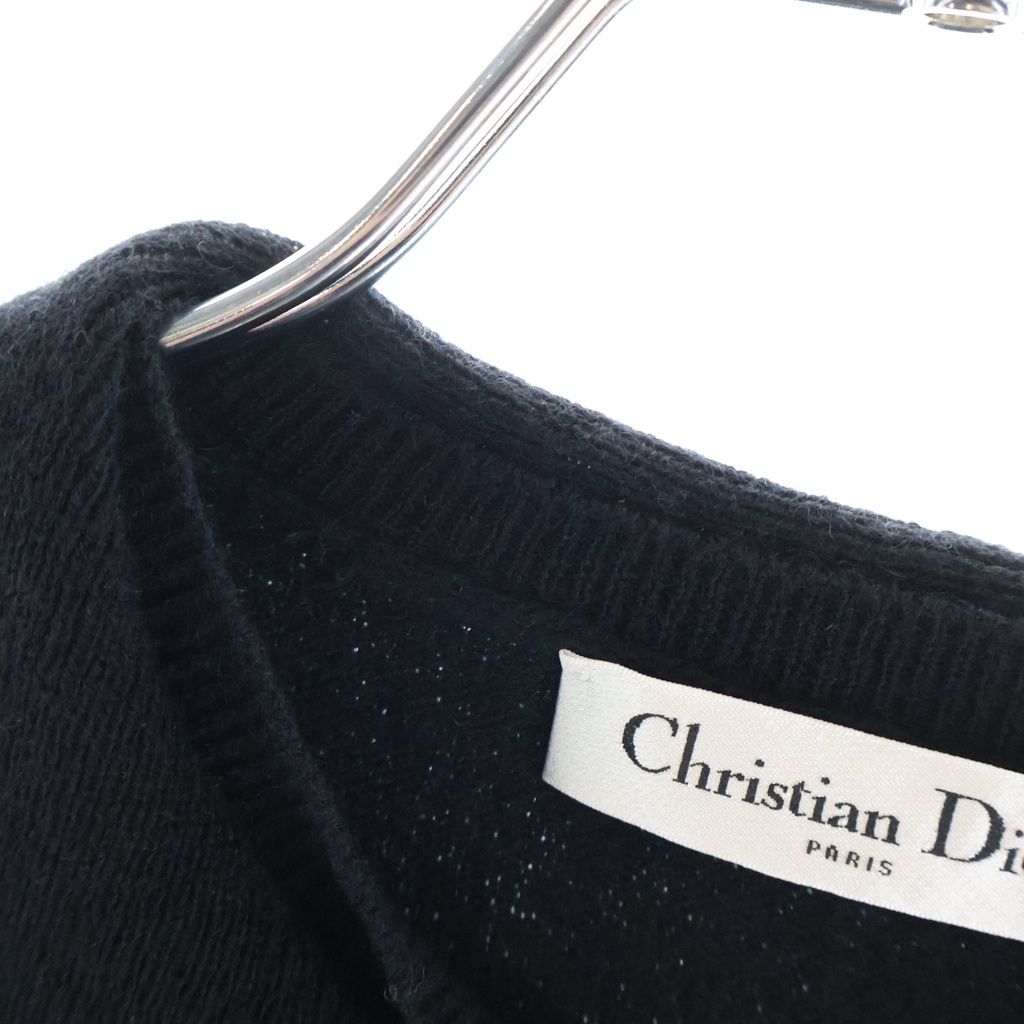 Dior CD Logo Pearl Button Cashmere Knit Sweater Black — view 6