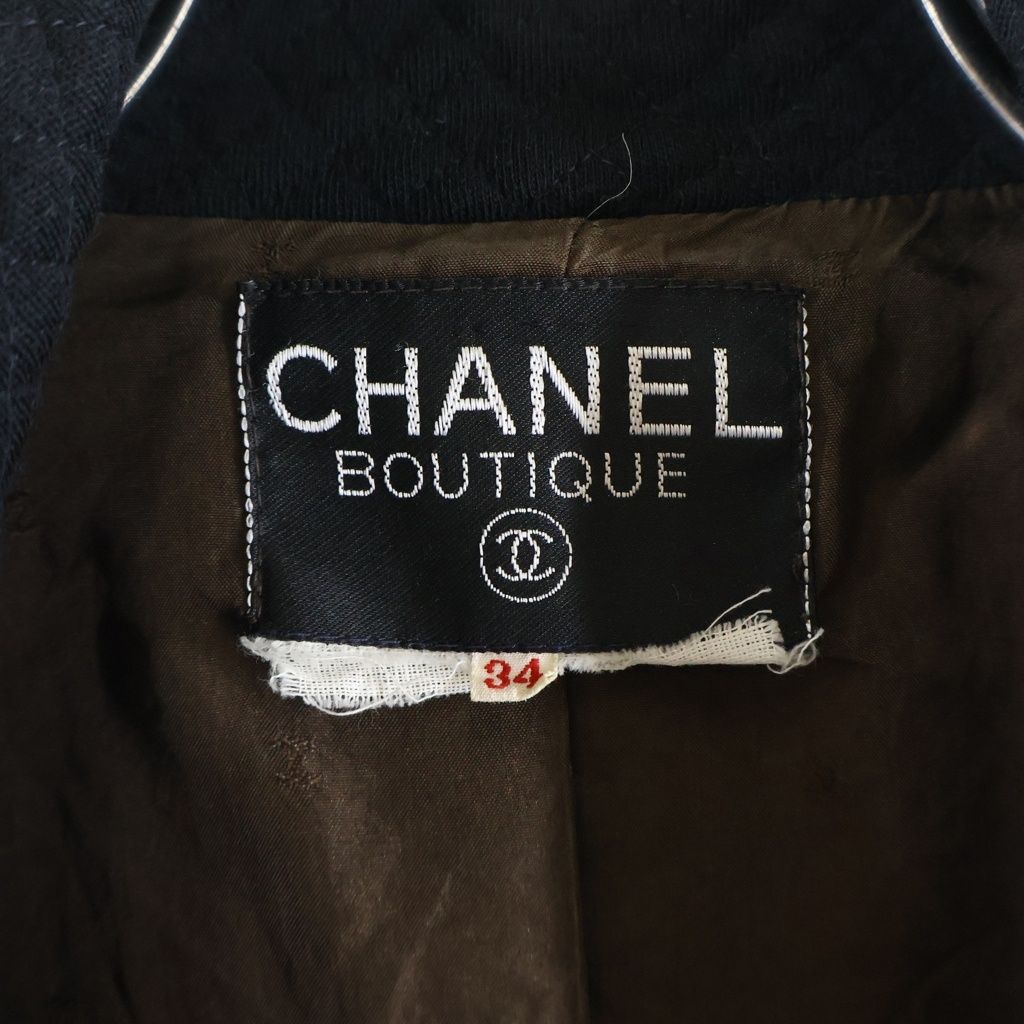 Chanel 90S Vintage Wool Half Coat CC Logo Gold Button Brown — view 8
