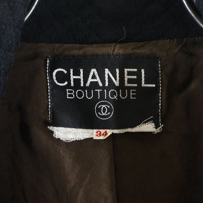 Chanel 90S Vintage Wool Half Coat CC Logo Gold Button Brown — view 8