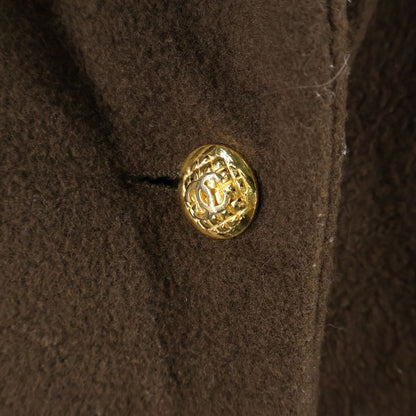 Chanel 90S Vintage Wool Half Coat CC Logo Gold Button Brown — view 6