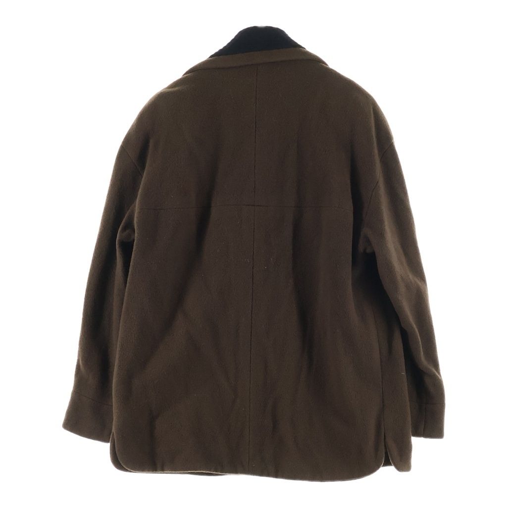 Chanel 90S Vintage Wool Half Coat CC Logo Gold Button Brown — view 2