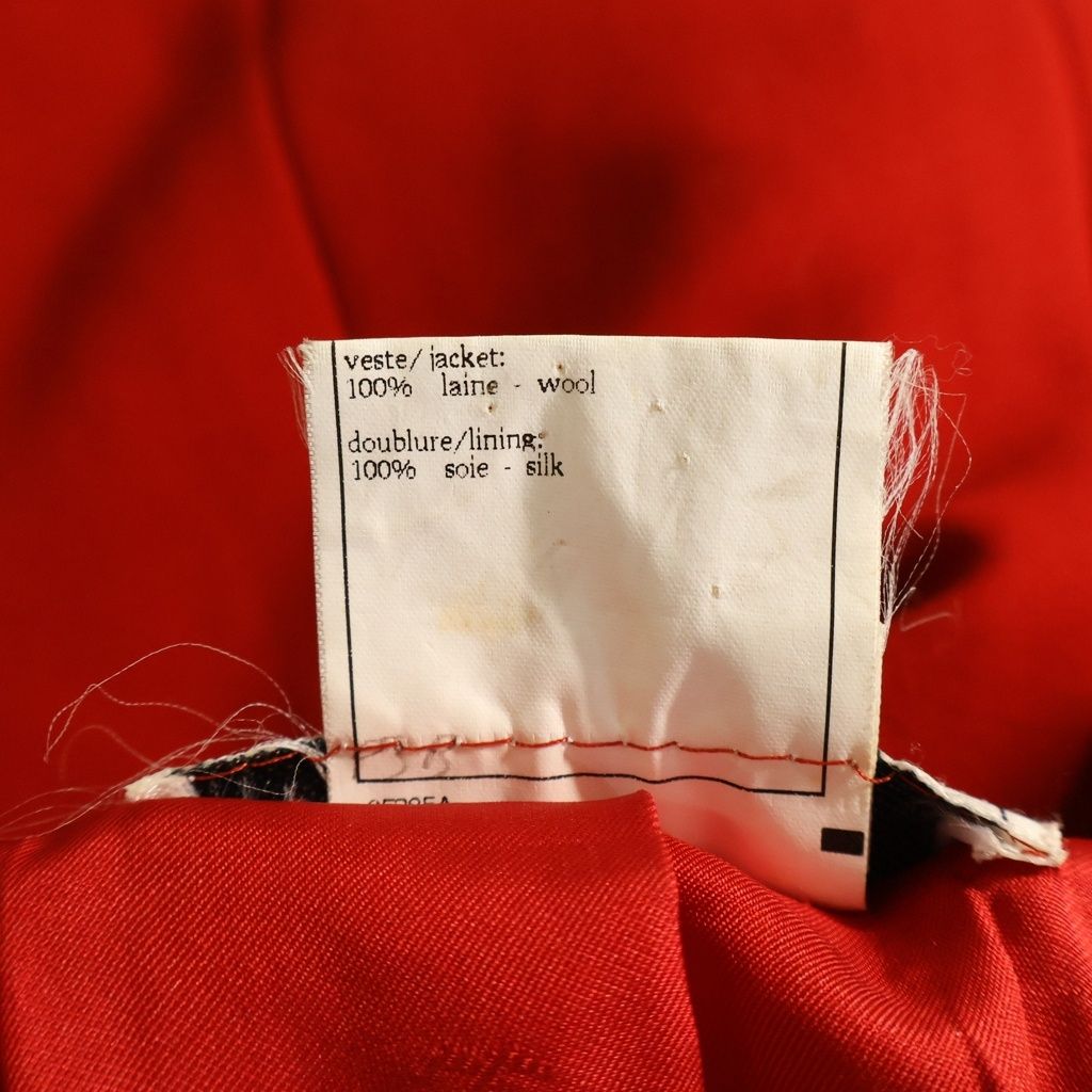 Chanel Vintage 4 Pocket CC Jacket Stand Collar CC Logo Gold Button Red — view 8
