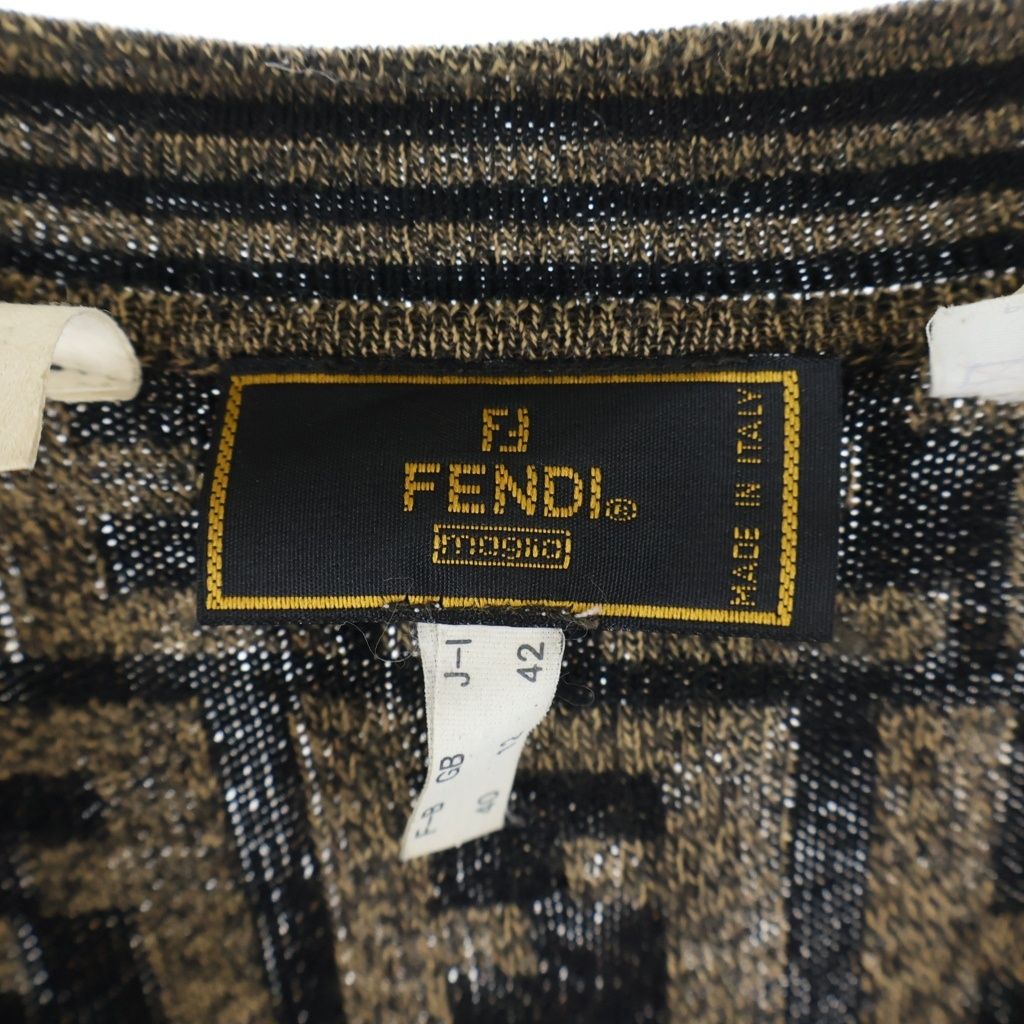 Fendi Vintage FF Wool Cardigan Zucca Pattern Knit Brown Black — view 7