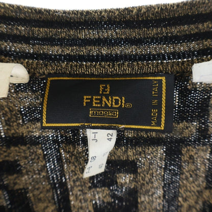 Fendi Vintage FF Wool Cardigan Zucca Pattern Knit Brown Black — view 7