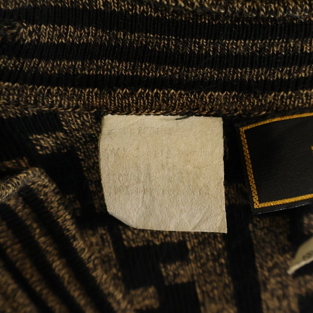 Fendi Vintage FF Wool Cardigan Zucca Pattern Knit Brown Black — view 8