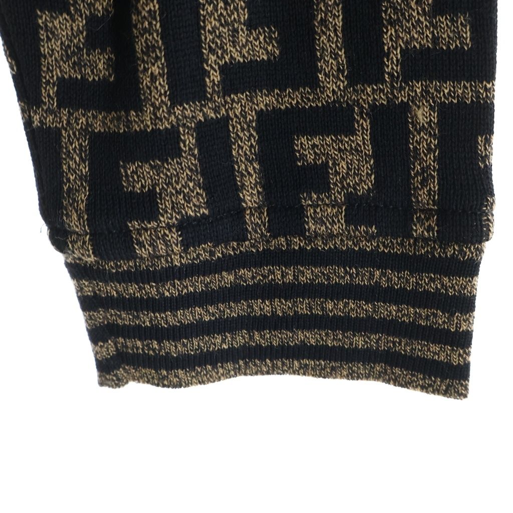 Fendi Vintage FF Wool Cardigan Zucca Pattern Knit Brown Black — view 6
