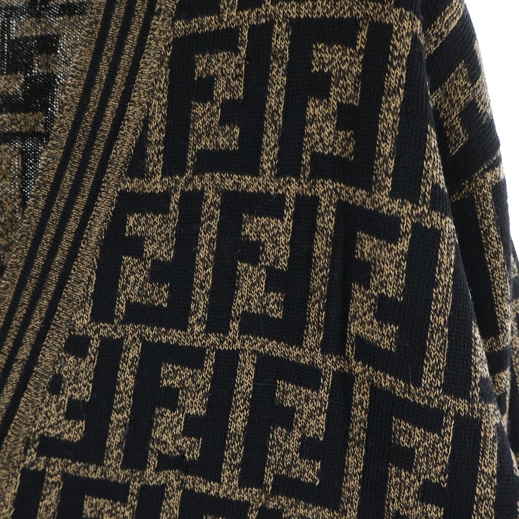 Fendi Vintage FF Wool Cardigan Zucca Pattern Knit Brown Black — view 5