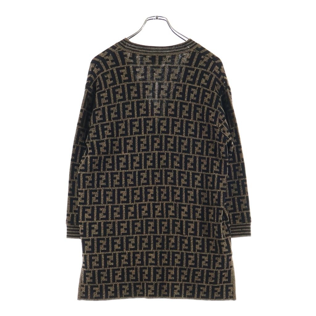 Fendi Vintage FF Wool Cardigan Zucca Pattern Knit Brown Black — view 2
