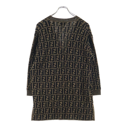 Fendi Vintage FF Wool Cardigan Zucca Pattern Knit Brown Black — view 2