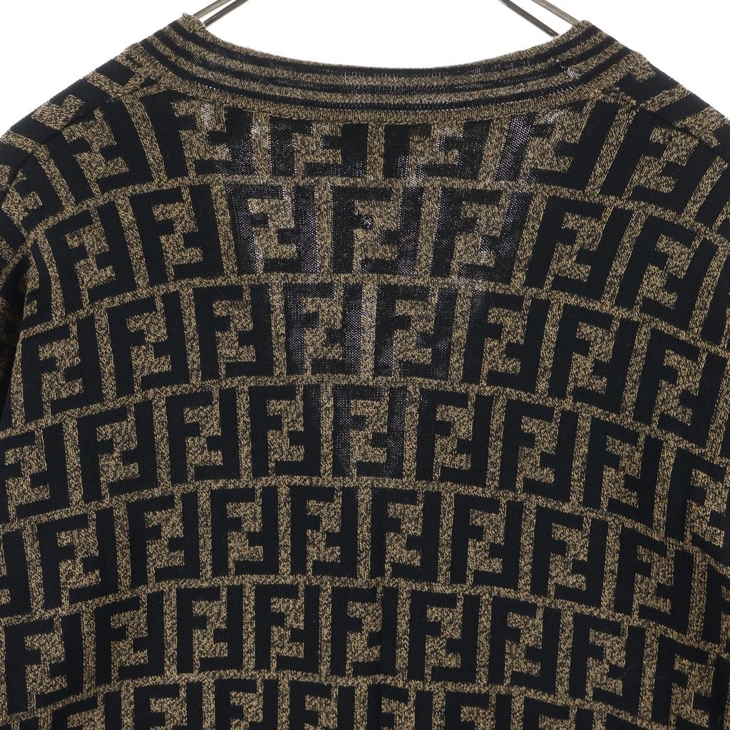 Fendi Vintage FF Wool Cardigan Zucca Pattern Knit Brown Black — view 4