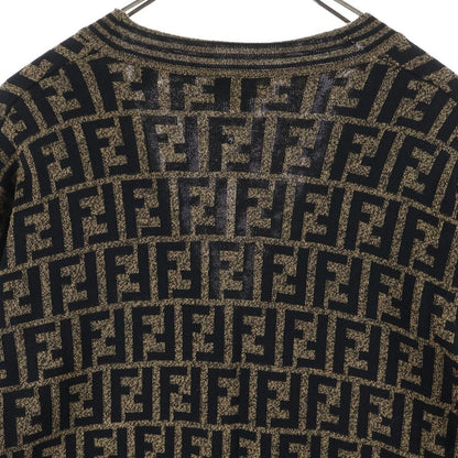 Fendi Vintage FF Wool Cardigan Zucca Pattern Knit Brown Black — view 4
