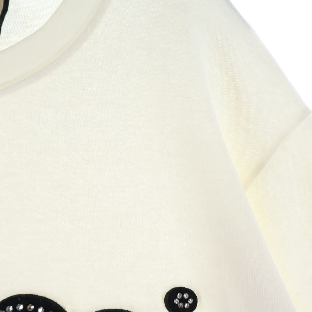 Gucci Cat Logo Short Sleeve Tee T-Shirt Cotton Rhinestone White — view 5
