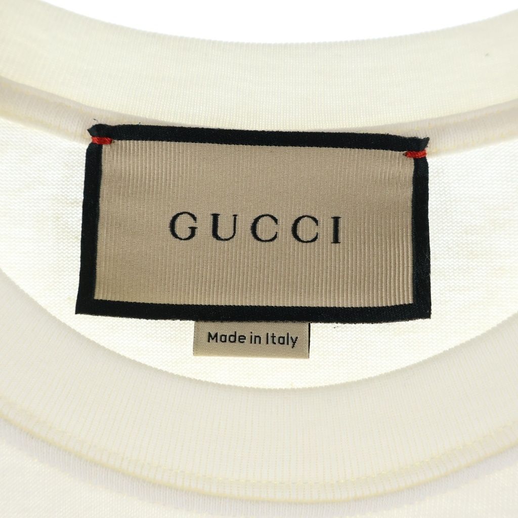 Gucci Cat Logo Short Sleeve Tee T-Shirt Cotton Rhinestone White — view 7