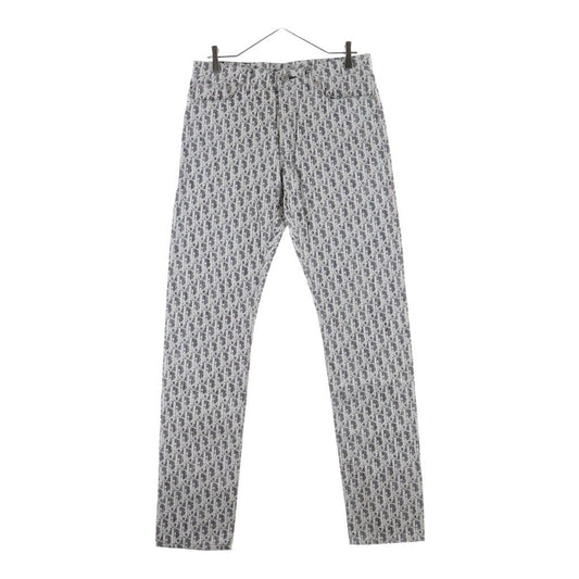Dior Oblique Denim Pants Slim Fit All Over Print Gray