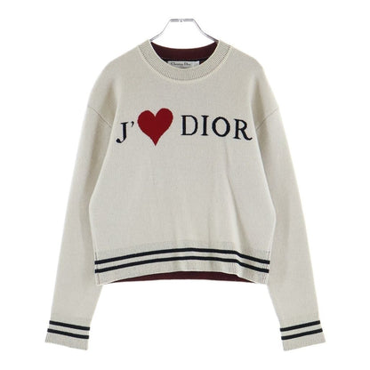 Dior Heart Logo Cashmere Knit Sweater White