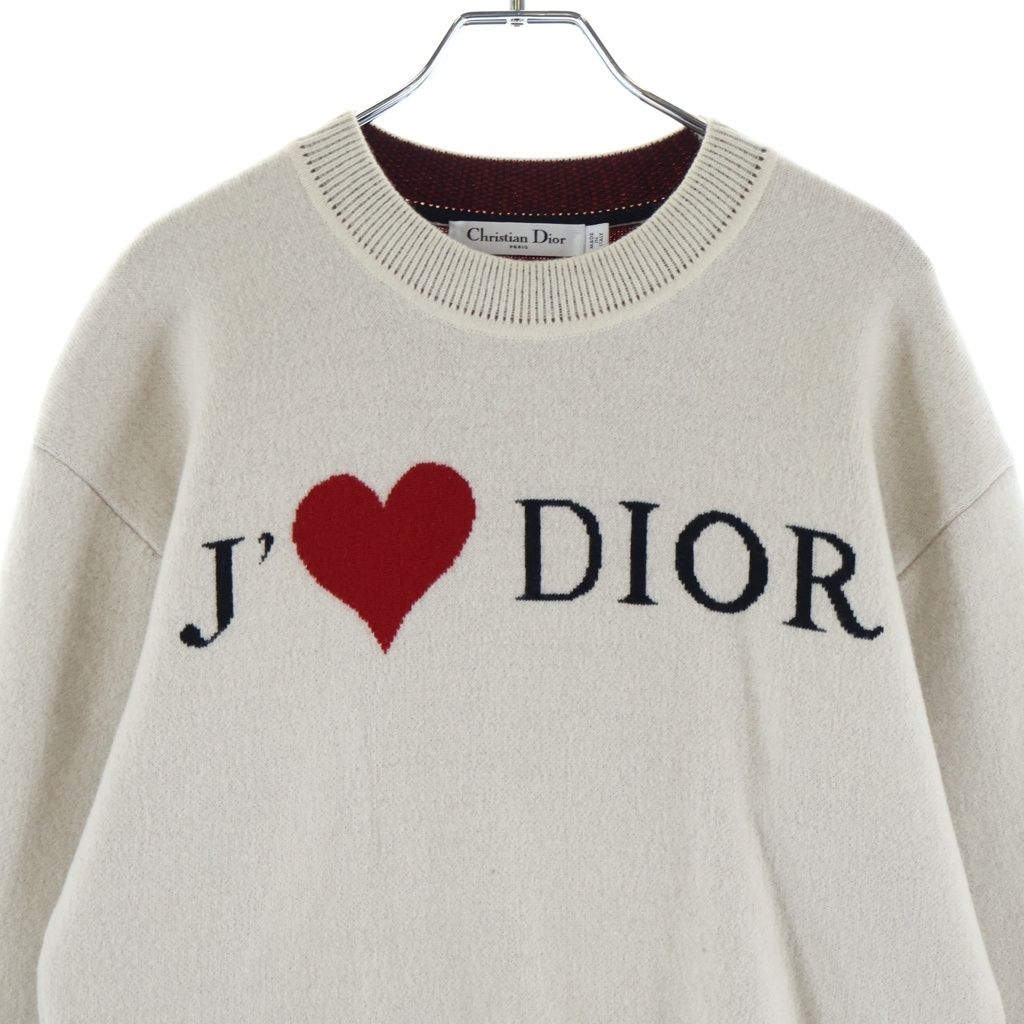 Dior Heart Logo Cashmere Knit Sweater White — view 3