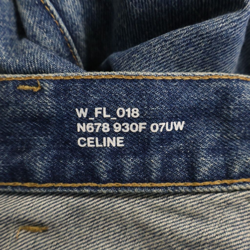 Celine Triomphe Embellishment Margaret Flare Denim Jeans Indigo — view 7