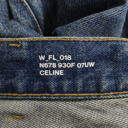 Celine Triomphe Embellishment Margaret Flare Denim Jeans Indigo — view 7