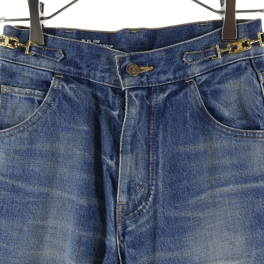 Celine Triomphe Embellishment Margaret Flare Denim Jeans Indigo — view 3
