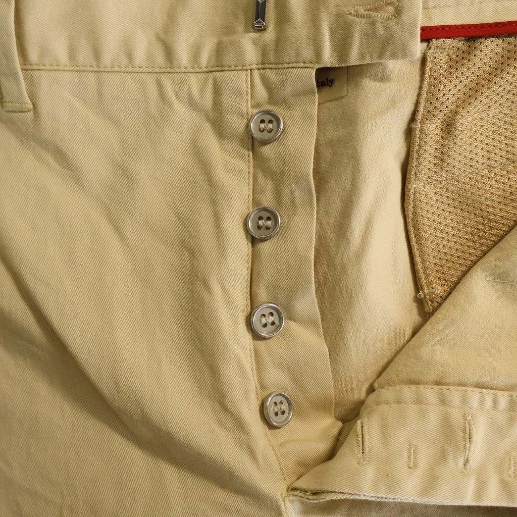 Prada Sport Rubber Logo Hem Zip Button Fly Flare Chino Pants Beige — view 5