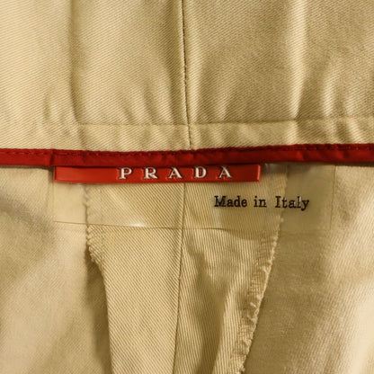 Prada Sport Rubber Logo Hem Zip Button Fly Flare Chino Pants Beige — view 6