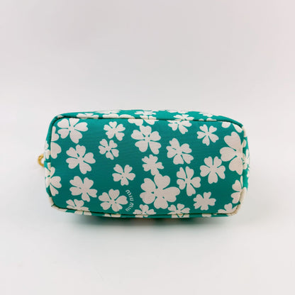 Miu Miu Spirit Floral Re-Nylon Handbag Pouch Nylon Leather Green White Gold — view 6