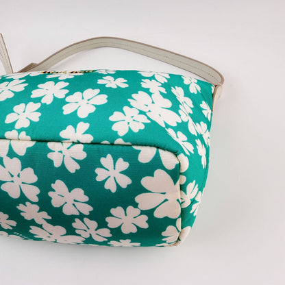 Miu Miu Spirit Floral Re-Nylon Handbag Pouch Nylon Leather Green White Gold — view 8