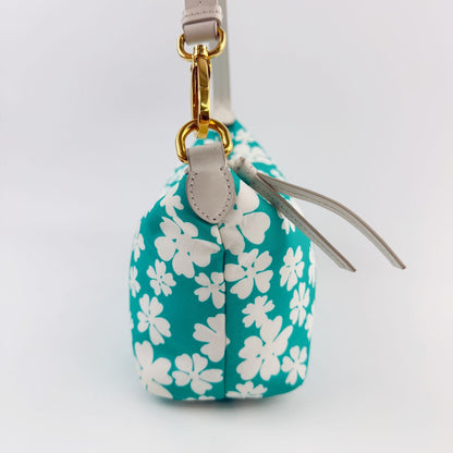 Miu Miu Spirit Floral Re-Nylon Handbag Pouch Nylon Leather Green White Gold — view 5