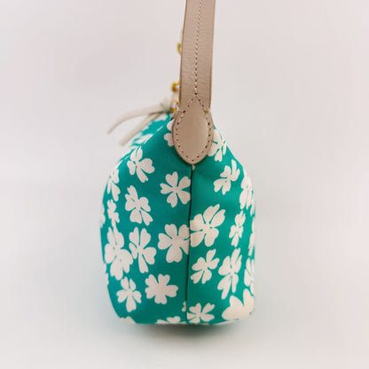 Miu Miu Spirit Floral Re-Nylon Handbag Pouch Nylon Leather Green White Gold — view 4