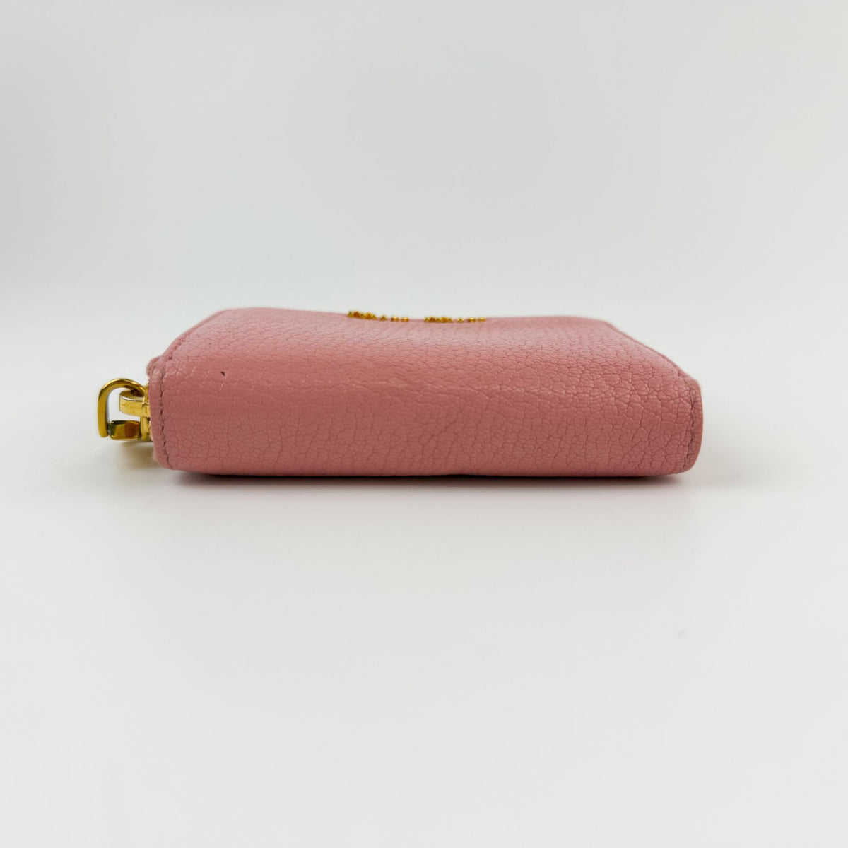 Miu Miu Madras Zip Around Coin Purse Leather Pink Gold Vintage — view 4