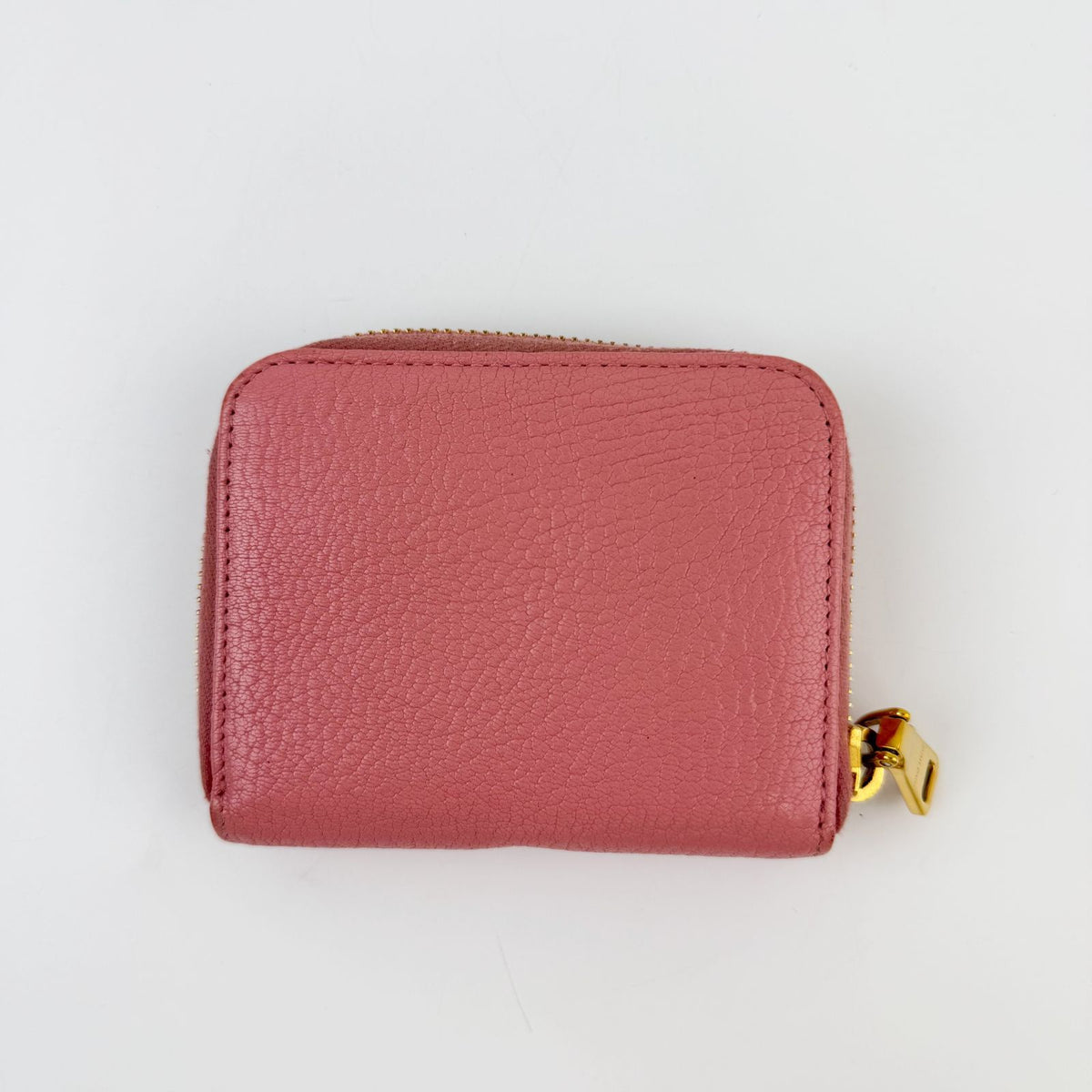 Miu Miu Madras Zip Around Coin Purse Leather Pink Gold Vintage — view 2