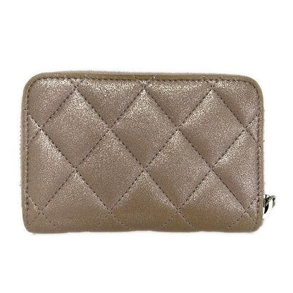 Chanel Coin Purse Quilted Pink Silver Zip Around Lambskin — view 2