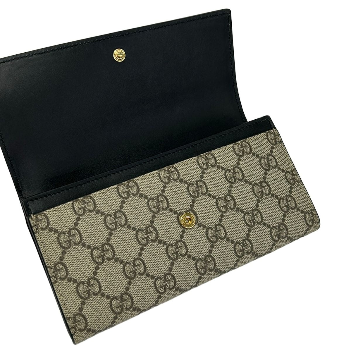 Gucci Wallet GG Plus Supreme Black Beige Dark Brown Leather — view 3