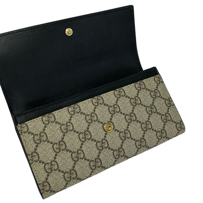 Gucci Wallet GG Plus Supreme Black Beige Dark Brown Leather — view 3